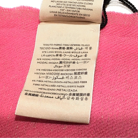 GUCCI GG Guccissima Long Scarf -Pink / Metallic Gold -Wool Modal Blend -NWT - Picture 4 of 8